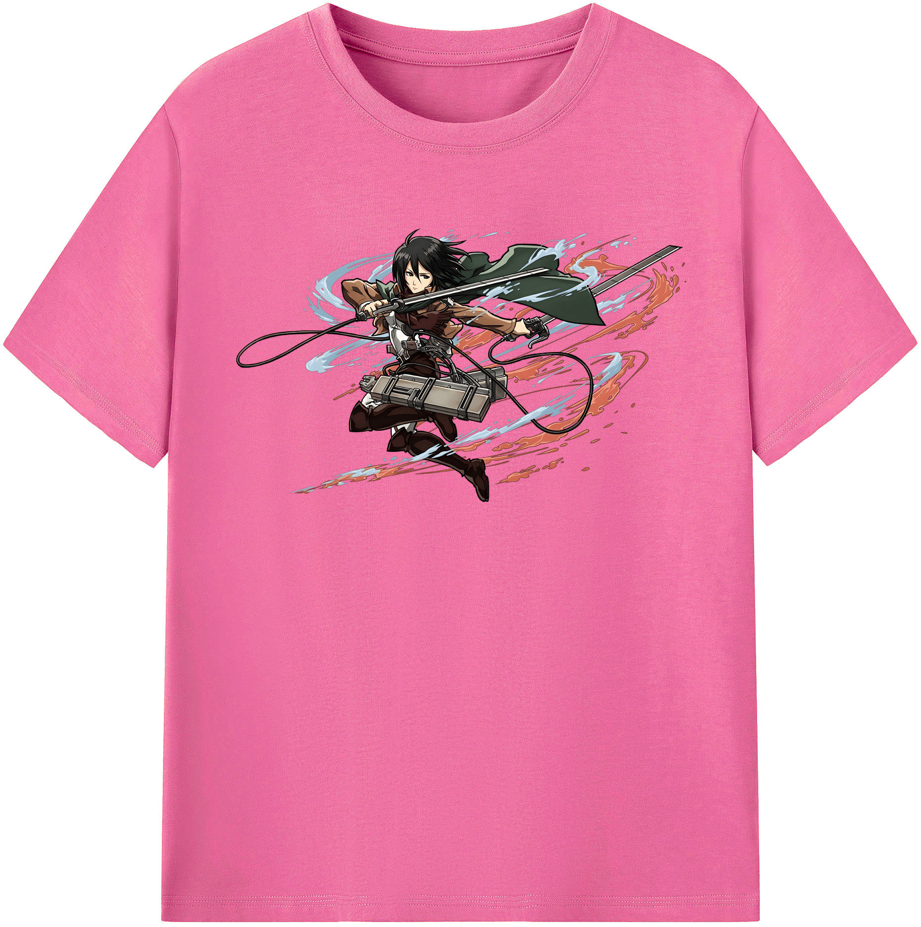 （画像用） 進撃の巨人 ミカサ·アッカーマン Attack on Titan Mikasa Ackerman レディースカジュアルプリントTシャツ（綿100％）
